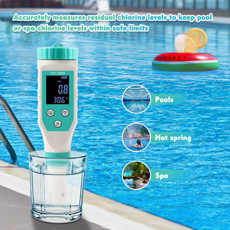 Yieryi 7-in-1 Digitaler Wasserqualitätsanalysator für Schwimmbäder und Spa zur Messung von pH-Wert, Salz, ORP, TDS, EC und FAC - Bild 2
