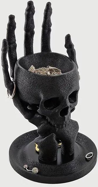 Strange Coincidence Gothic Skelett Hand Schmuckständer aus Kunststoff in Schwarz für Halsketten und Ohrringe - Bild 1
