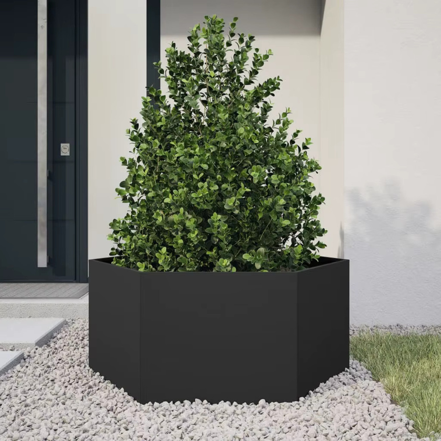 VIDAXL Pflanzkübel aus Stahl in Schwarz und Grau, sechseckig, B/T/H: 104 x 90 x 45 cm - Bild 2