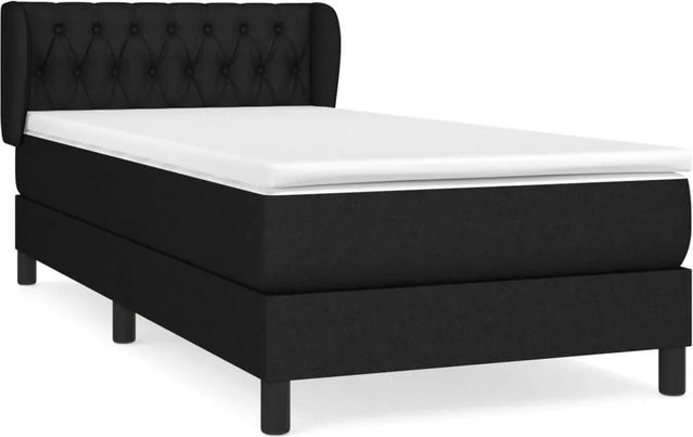vidaXL Boxspringbett mit Matratze Schwarz aus Stoff und Massivholz mit Taschenfederkern B/T: 100 x 200 cm - Bild 1