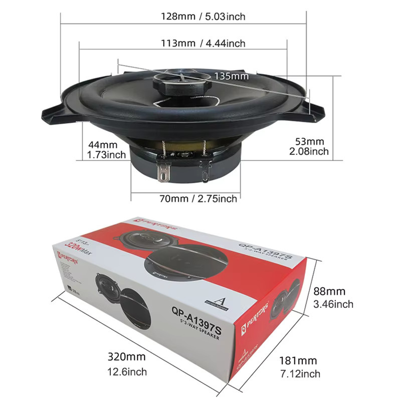 Q-PERTORS 3-Wege-Auto-HiFi-Koaxiallautsprecher Set, 2 Stück, 5 Zoll, 640 W, Schwarz - Bild 4