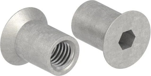 FeNau Hülsenmutter aus Edelstahl V2A in Silber, M8 x 16 mm, Senkkopf mit Innensechskant - Bild 1