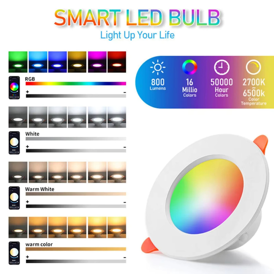 KISUFU Smart LED Einbau Downlight dimmbar mit WiFi Zigbee Bluetooth kompatibel mit Alexa und Google 15W - Bild 2
