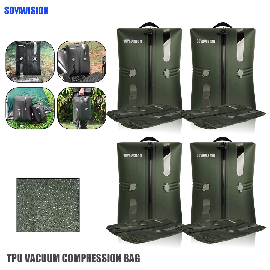 SOYAVISION Vakuum-Kompressionsbeutel aus TPU in Rot, platzsparende Vakuum-Reisetasche mit Schnellverschlussventilen, Breite: 45 cm - Bild 3
