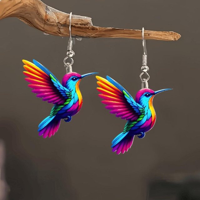 Ohrringe Acryl, Kolibri, Bunt, Damen - Bild 1