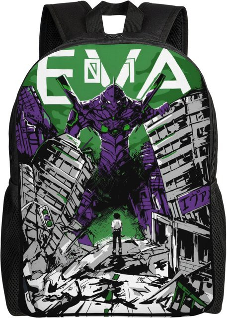 Bandai EVA Evangelion Laptop-Rucksack für Damen und Herren in Lila, lässige Manga-Schultasche für Schüler und Studenten, One Size - Bild 1