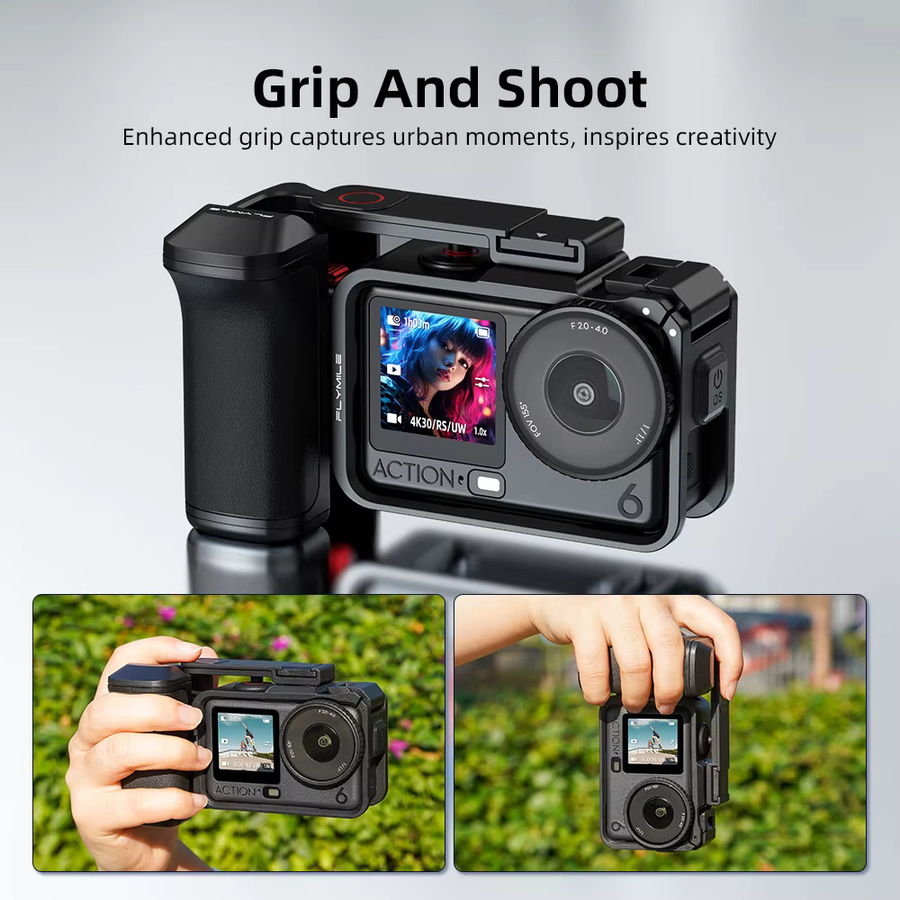 Flymile Action 6 Street-Griff für DJI Osmo Action 6 mit Auslöseknopf in Schwarz - Bild 3