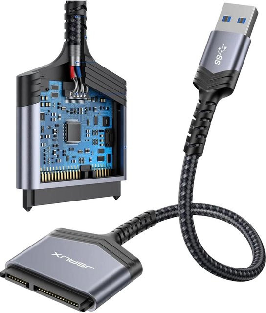 JSAUX USB 3.0 zu SATA III Adapter für 2,5 Zoll SSD und HDD in Schwarz - Bild 1