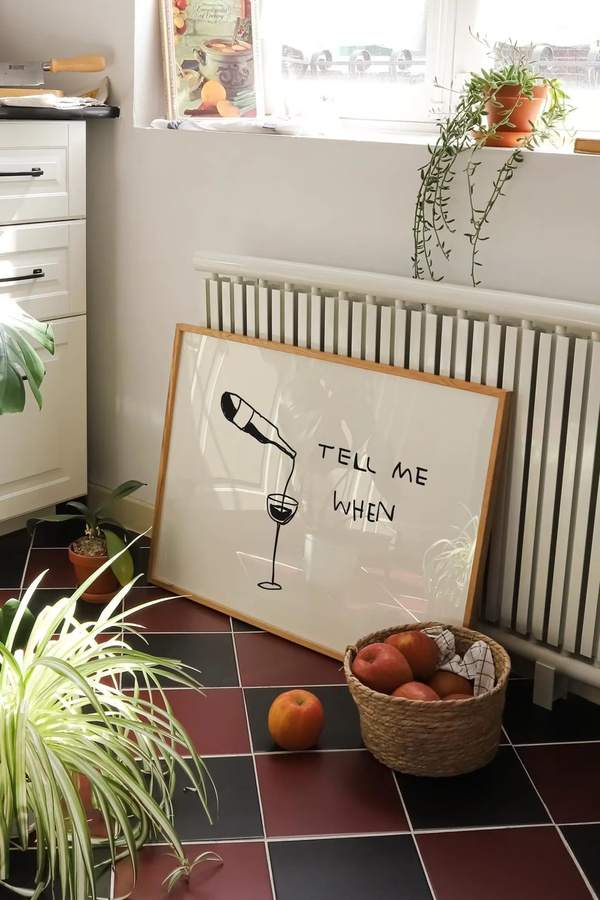Digitaler Kunstdruck mit lustigem Wein-Zitat für Küche und Bar, horizontales Poster, ungerahmt - Bild 4