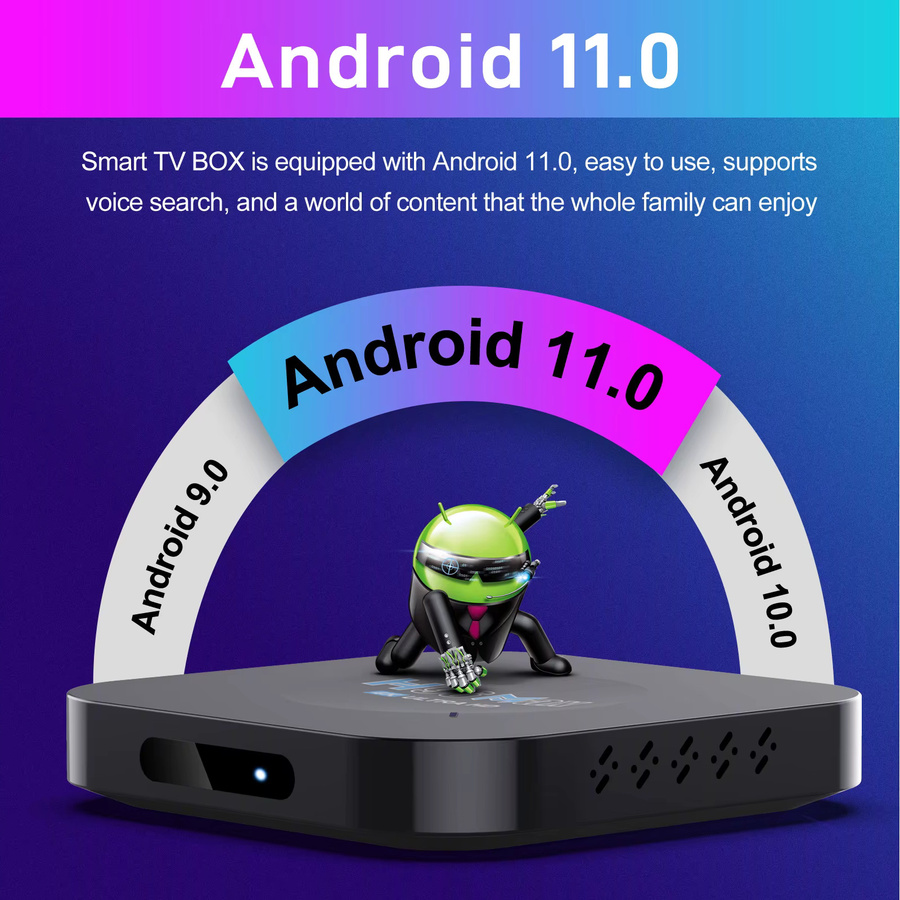 H96 Max M5 Smart TV Box Media Streamer mit Android 11.0, Rockchip RK3318, 4K UHD Video-Dekodierung, 2GB RAM, 16GB ROM, Schwarz - Bild 4