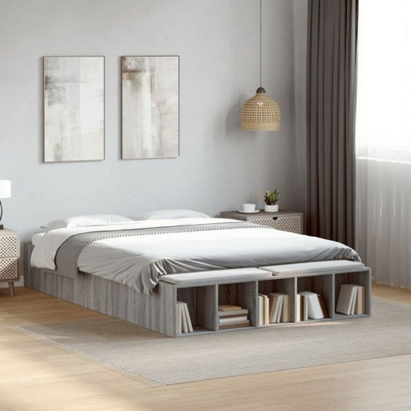 Modernes Funktionsbett Vidaxl aus Holzwerkstoff in Grau, B/T: 135 x 190 cm - Bild 1