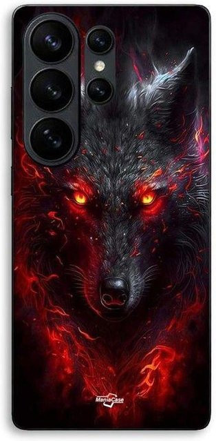 Maniacase Schutzhülle für Samsung Galaxy S26 Ultra Design Schwarzer Wolf Rotes Feuer in Schwarz und Rot - Bild 1