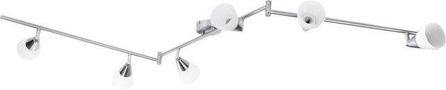 Pocoline Spot Tadea Schienenstrahler 6-flg. in Nickel Matt und Weiß aus Metall und Glas, B/H/L: 9 x 21 x 180 cm, E14, 6 Brennstellen - Bild 1
