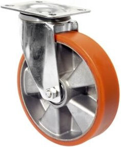 BS Lenkrolle mit PU-Bandage in Orange, Durchmesser: 125 mm, Tragkraft: 200 kg, Platte: 115 x 85 mm - Bild 1
