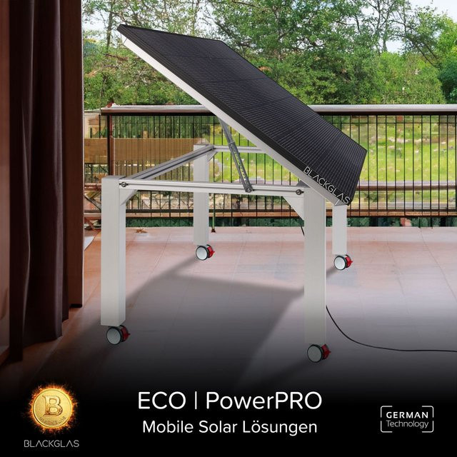 SolarTisch ECOpowerPRO 445Wp Solar Tischplatte mit 7-stufig verstellbarer Glas-Glas-Platte, Aluminiumgestell in Silber und Rollen - Bild 1
