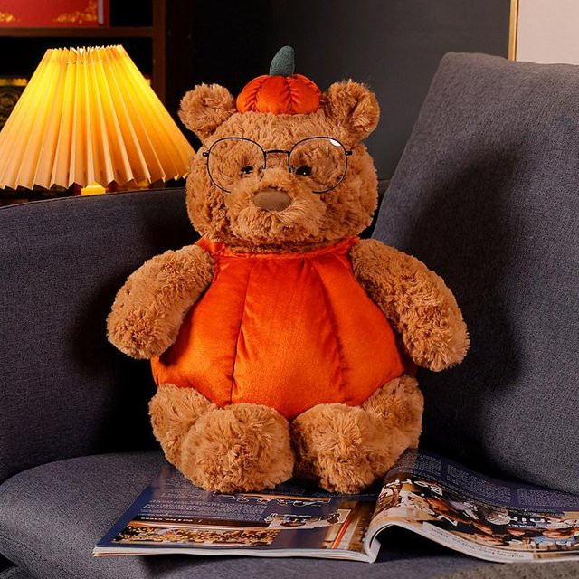 Kidsly Kürbis Bär Puppe Plüsch, 35cm, orange, ab 14 Jahre - Bild 1