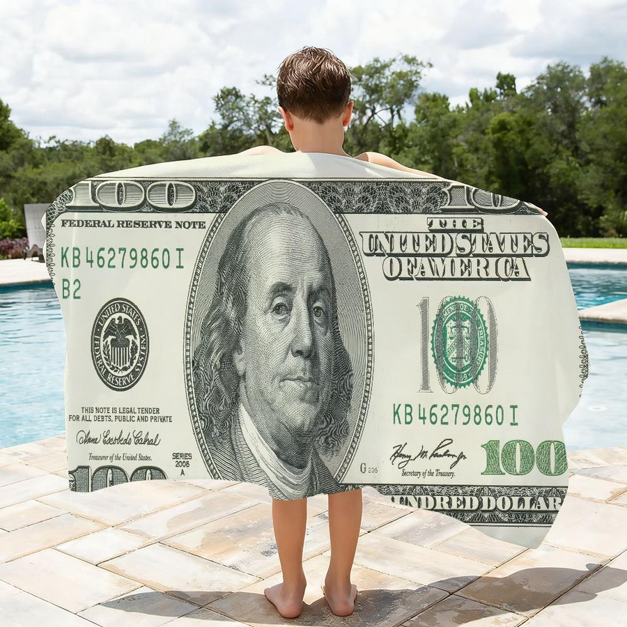 Creative Man Strandtuch Kunst US-Dollar Design, weich und schnelltrocknend, B: 40 cm, H: 60 cm - Bild 2