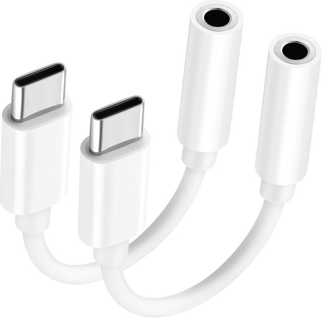 USB-C auf 3,5 mm Audio-Adapter in Weiß für iPhone 16, 15 und andere USB-C Geräte – Kopfhörer-Klinkenadapter Typ C Aux Dongle - Bild 1