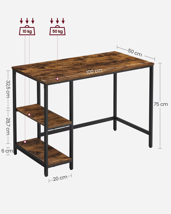 VASAGLE Computertisch in modernem Design für Home Office, Wohnzimmer oder Schlafzimmer, Schwarz-Braun - Bild 5