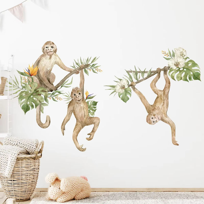 BRUP Wandaufkleber Cartoon Affe am Baum DIY Wandkunst für Kinderzimmer und Wohnzimmer Multicolor - Bild 2