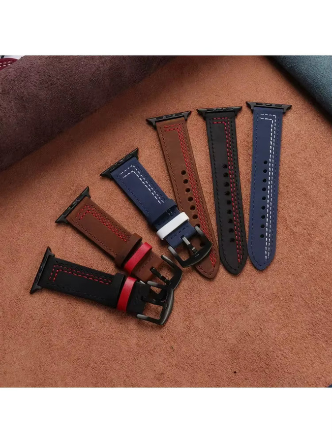 Uhrenarmband Leder, Schwarz, Unisex - Bild 5