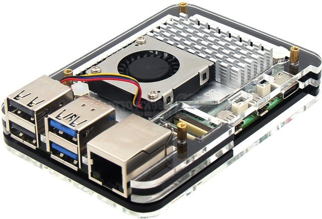 QSZNTEC Himbeer Pi 5 Shell 5-lagige Acryl-Schutzhülle in Transparent und Blau mit Unterstützung für offizielle Lüfter und Erweiterungen - Bild 1