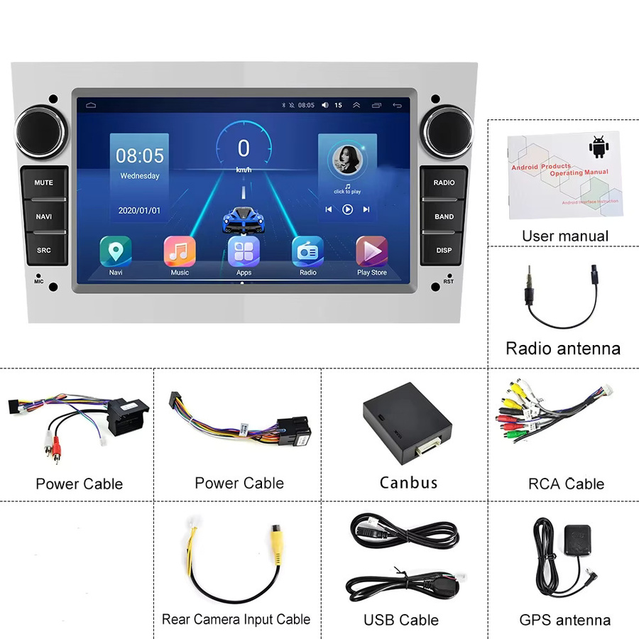 Icreative Android Autoradio mit 7 Zoll Display und Carplay für Opel Astra H, Vectra, Antara, Zafira, Corsa, Vivaro, Meriva, Signum in Silber - Bild 5