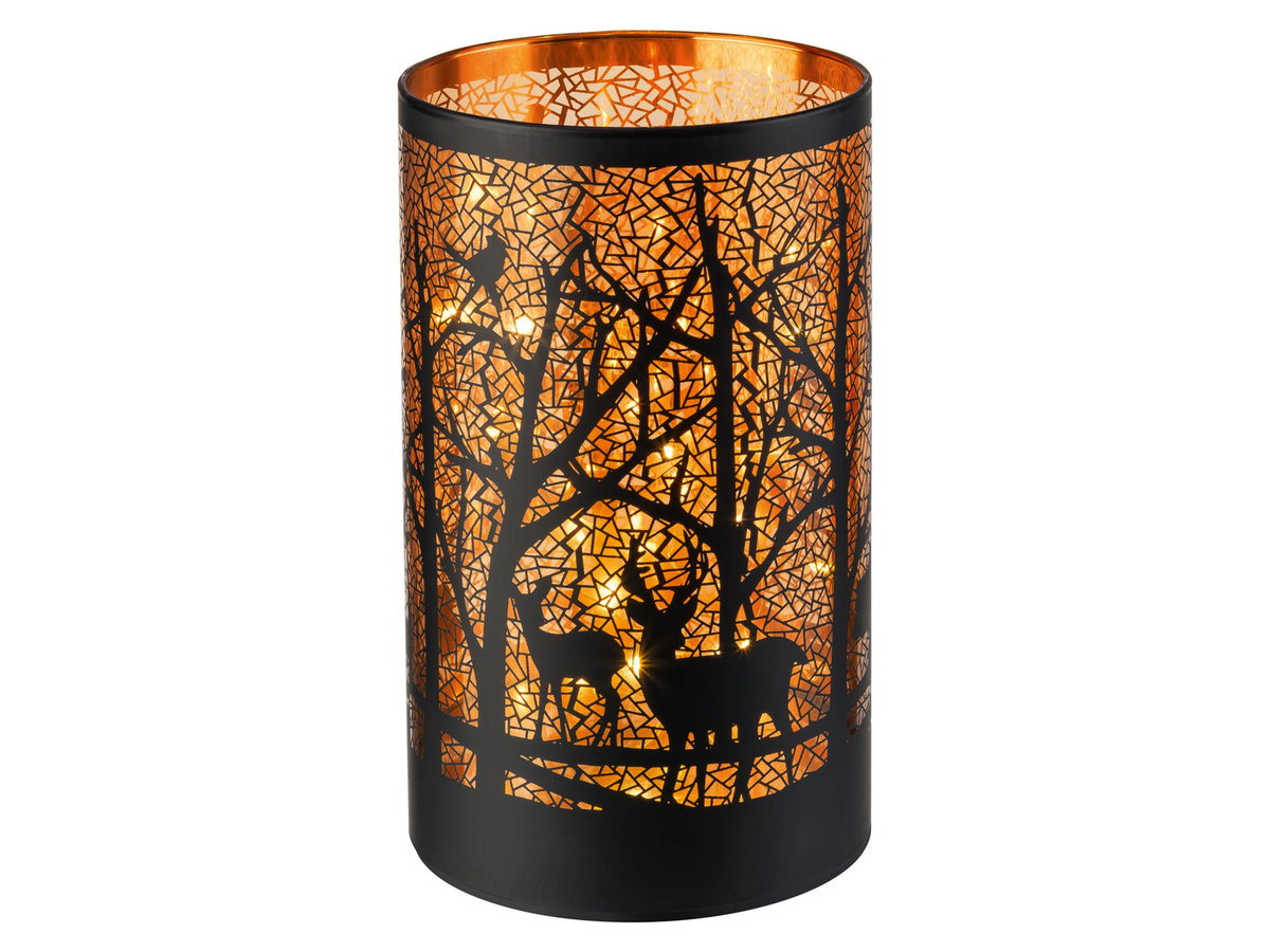 LIVARNO LED-Windlicht Bäume in Schwarz, Tischdeko rund, B/T/H: 12,0 x 12,0 x 20,0 cm - Bild 2