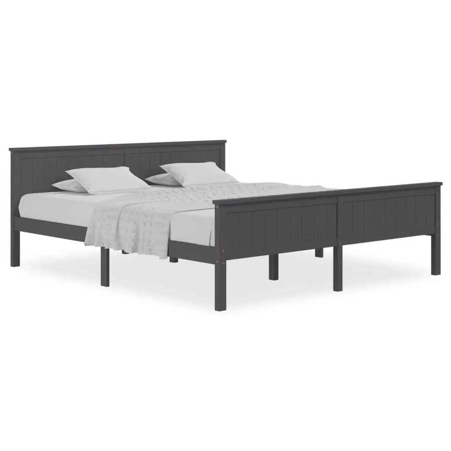 vidaXL Massivholzbett aus Kiefer in Grau im rustikalen Design B/T/H: 200 x 200 x 77 cm - Bild 2