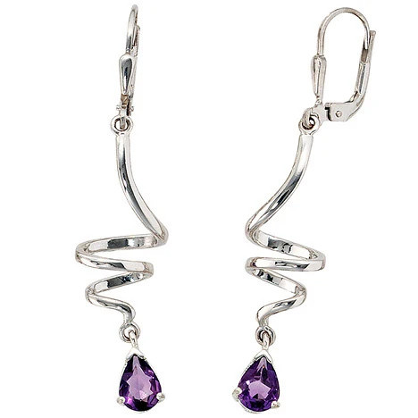 Colfem Ohrringe 925 Sterling Silber, Amethyst, lila, Damen - Bild 1
