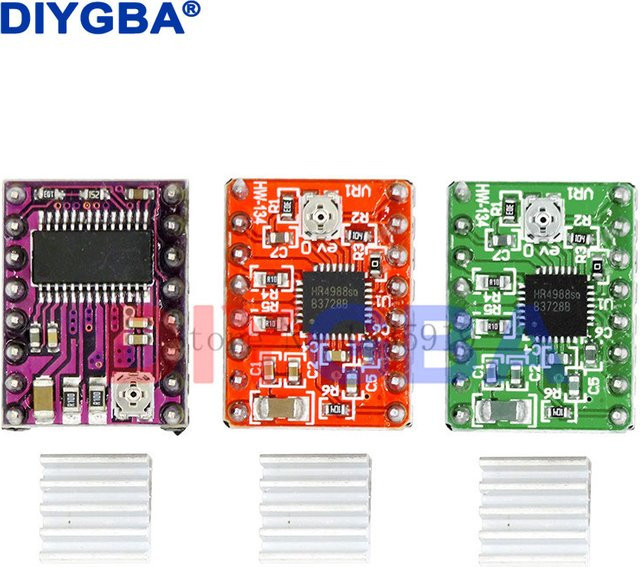 DNIGEF 5er Set Schrittmotor Treiber Module A4988 und DRV8825 mit Kühlkörper für Reprap Ramp 1.4 1.5 1.6 Control Boards in Rot - Bild 1