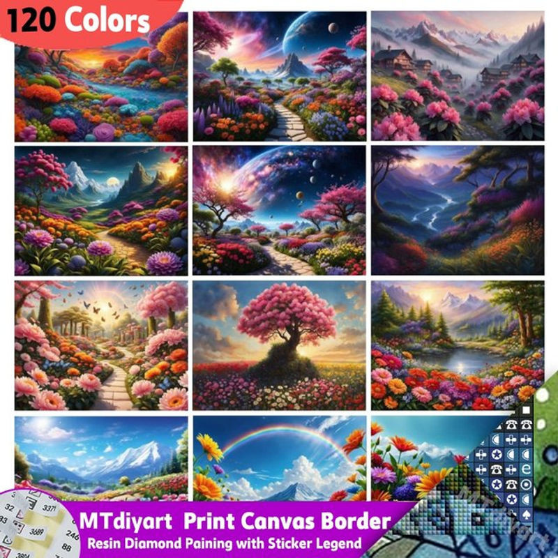 MTdiyart DIY Diamantmalerei Set mit 120 Farben und Aufkleber für florale Mosaik-Kunst in Rosa und Mehrfarbig - Bild 1