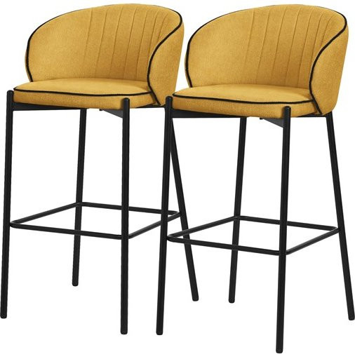 2er Set Barhocker ML-Design in Beige mit Rückenlehne und Fußstütze, H x B x T: 101 x 50 x 54 cm - Bild 1