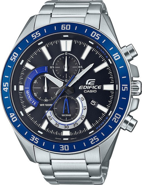 Casio Chronograph Herrenuhr, Quarz, Edelstahl, Schwarz, 49 mm, 10 ATM - Bild 1