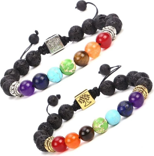 DAIPAN Charm-Armband, Lavasteine, Perlen, geflochtenes Seil, Unisex - Bild 1