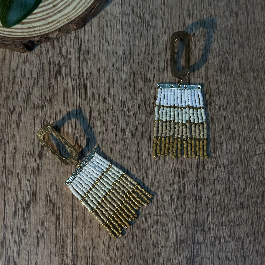 AHAYA Ohrringe, Metallperlen, Quasten, Damen - Bild 2