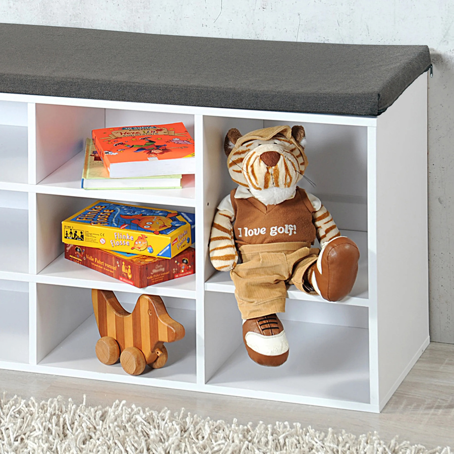 Schuhschrank mit Sitzkissen in Weiß aus FSC-zertifiziertem Holz - Bild 2