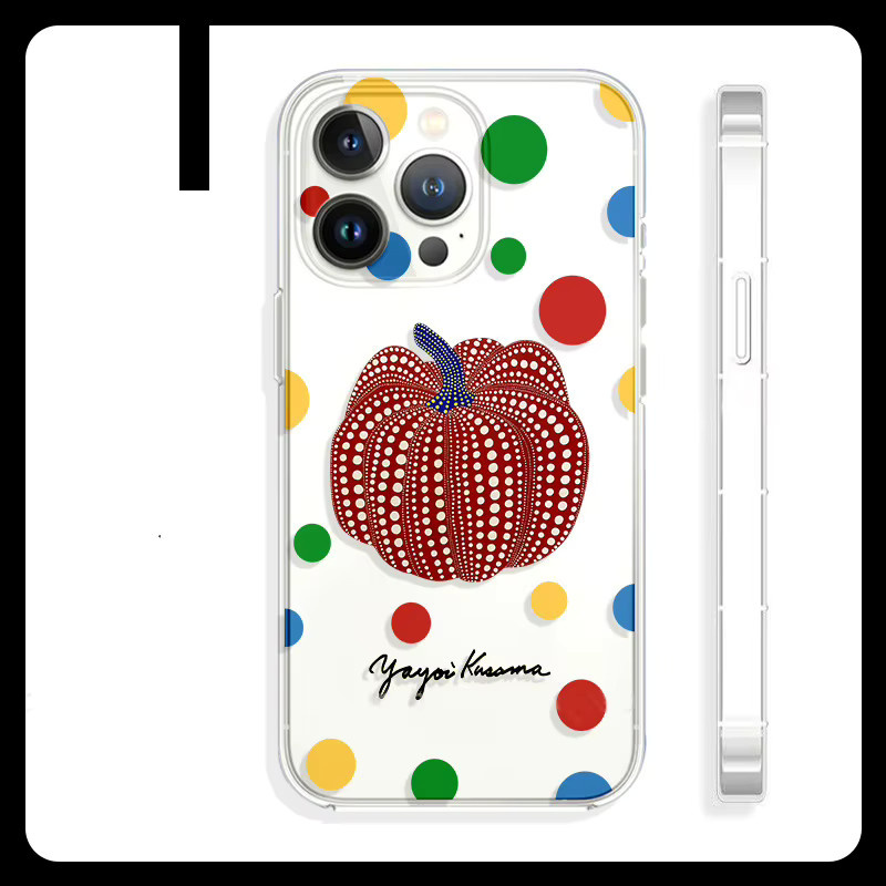 Remazy Handyhülle mit buntem Kürbis Polka Dot Design für iPhone 16 15 14 13 12 11 Pro Max Plus und 13 mini, transparent und matt - Bild 2