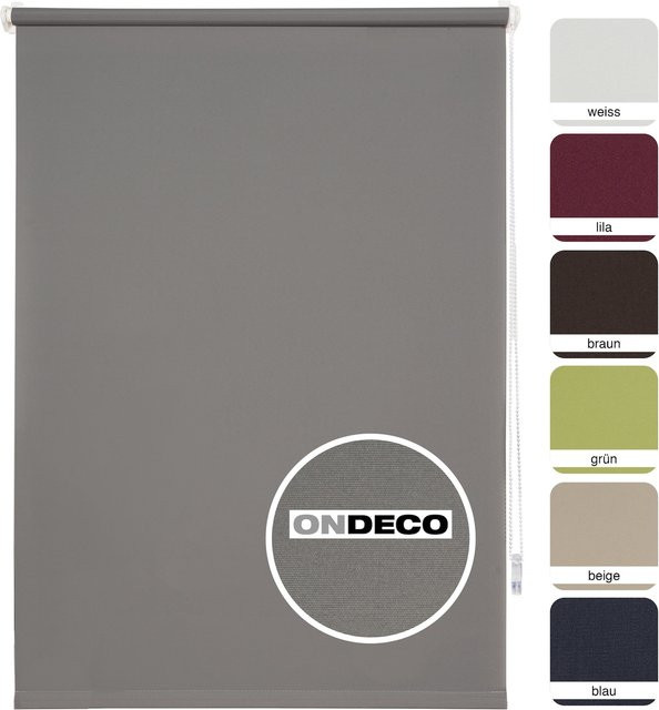 Ondeco Tageslichtrollo Win ohne Bohren Klemmfix, lichtdurchlässig und blickdicht, Farbe: Grau, Breite: 120 cm, Höhe: 160 cm - Bild 1