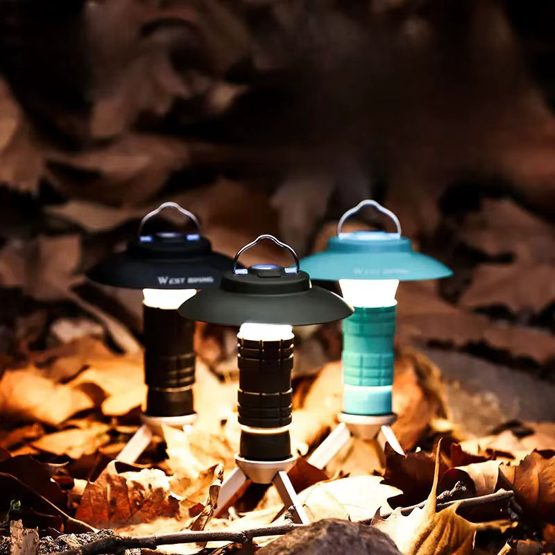 WEST BIKING Multifunktionale 3-in-1 Campingleuchte in Army Green mit LED, USB-Aufladung und Haken für Outdoor und Notfälle - Bild 7
