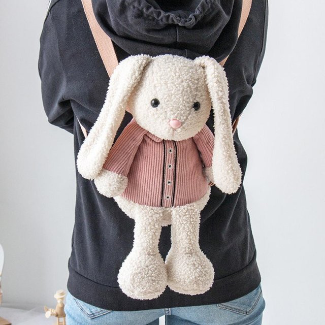 Joyful toys Plüschtasche Hase Bär, Stoffpuppe, 35cm, Rosa / Pink - Bild 1