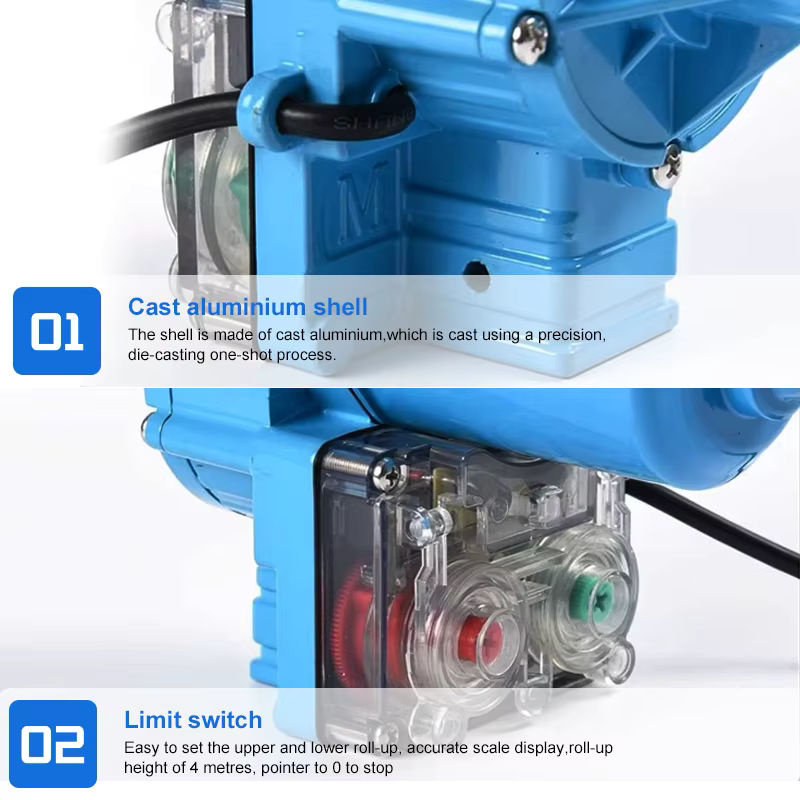 LANXSTAR Elektrische Filmwalze für Gewächshäuser mit 24 V Motor und 100 W/150 W Leistung in Blau - Bild 2