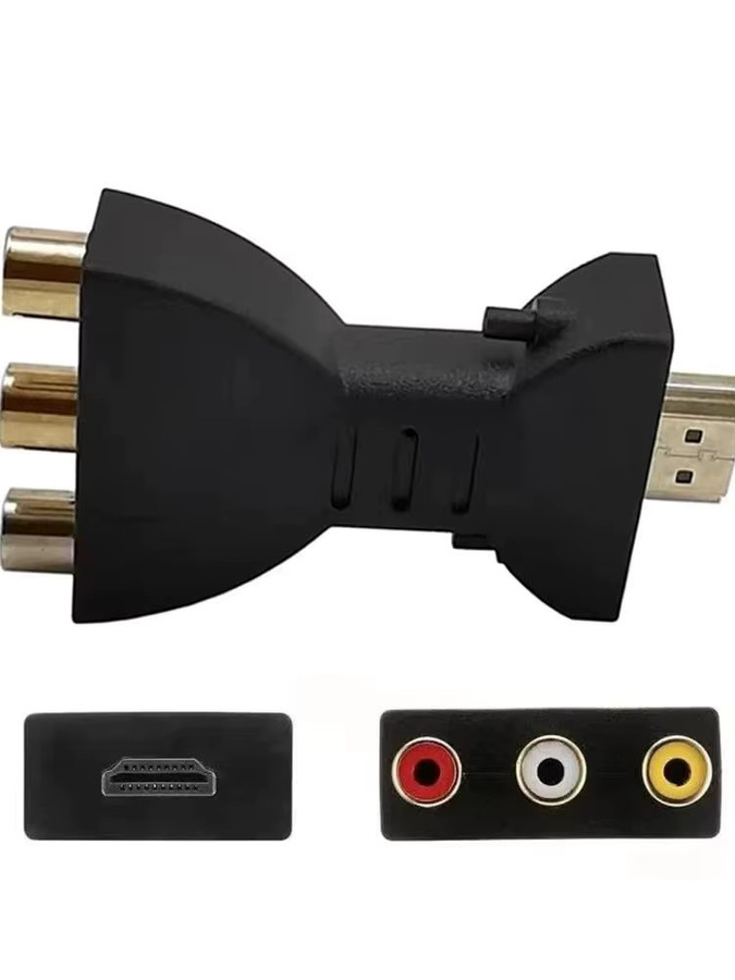 QUERPXAF HDTV zu RCA AV Konverter mit HDMI und RCA Anschlussadapter in Schwarz mit Rot Weiß Gelb Kabeln - Bild 4
