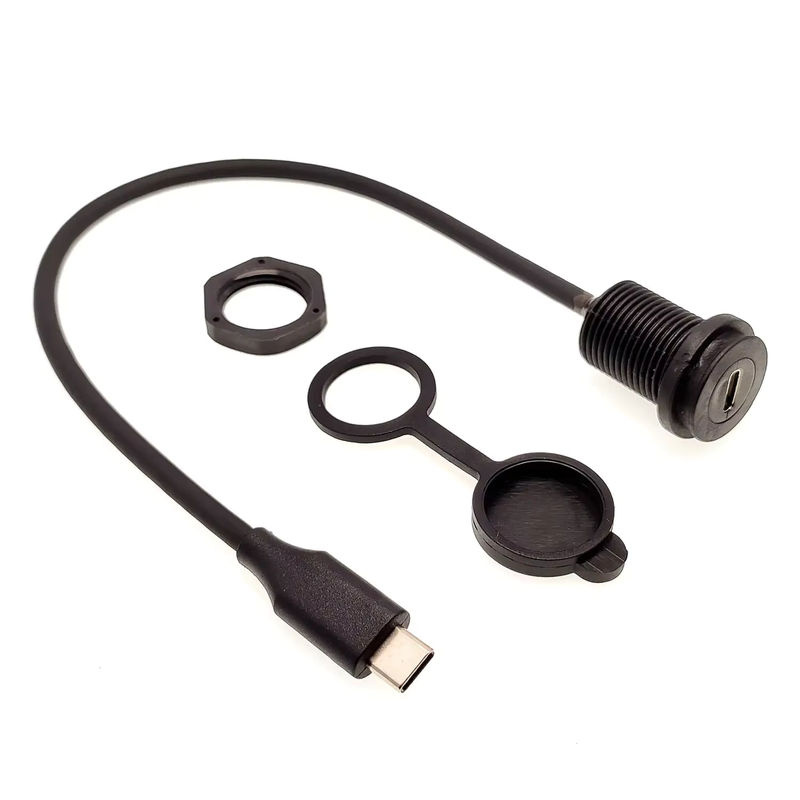 CY Wasserdichtes USB-C Erweiterungskabel 10 Gbps mit wasserdichtem Stecker für Wasserarmpanele, Schwarz, Länge: 50 cm und 30 cm - Bild 2