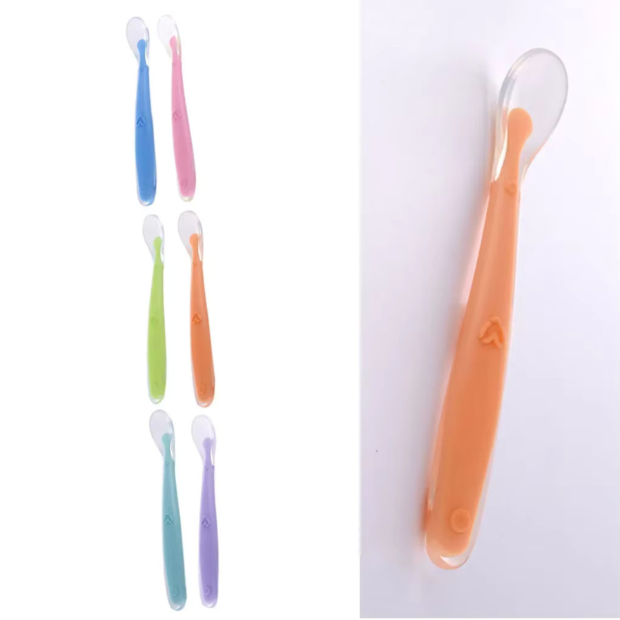 XUNYI Silikon Trainingslöffel für Babys, BPA-frei, ergonomisch und rutschfest, Farben: Rosa, Blau, Grün, Mehrfarbig - Bild 2