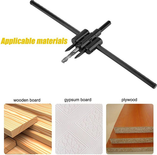 Fishine Verstellbares Lochsäge Bohrer Set mit Carbide-Spitzen aus Edelstahl in Schwarz für DIY Holzbearbeitung - Bild 1