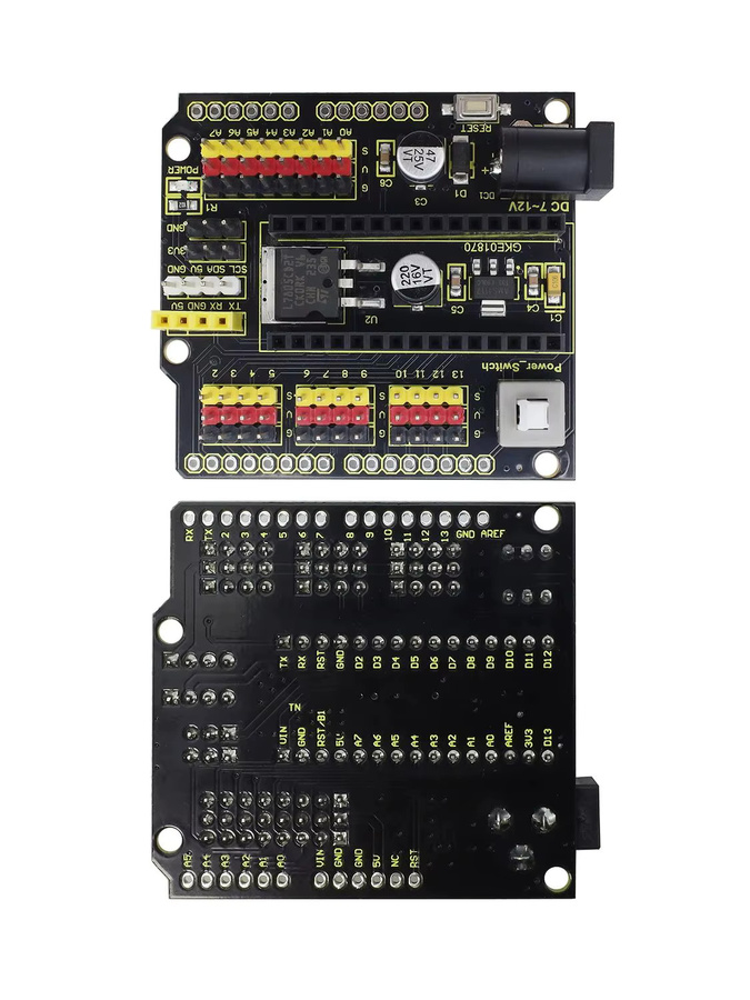 Keyestudio Nano Shield I2C-Erweiterungsboard in Schwarz, kompatibel mit Arduino Nano R4 Entwicklungsboard - Bild 4