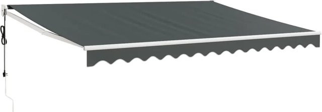 Furnicato Elektrische Markise mit Kurbel und Gelenkarm aus Aluminium in Anthrazit, Breite: 450 cm, Ausladung: 300 cm - Bild 1