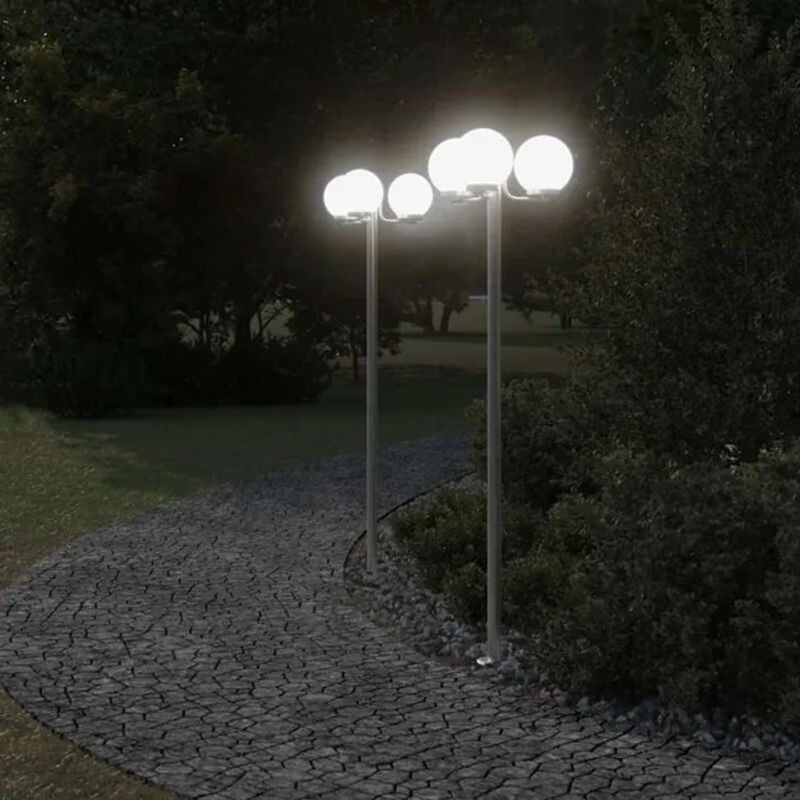 2er-Set Wegeleuchten aus Edelstahl in Silber von Vidaxl, Höhe: 215 cm, IP44, modern - Bild 1