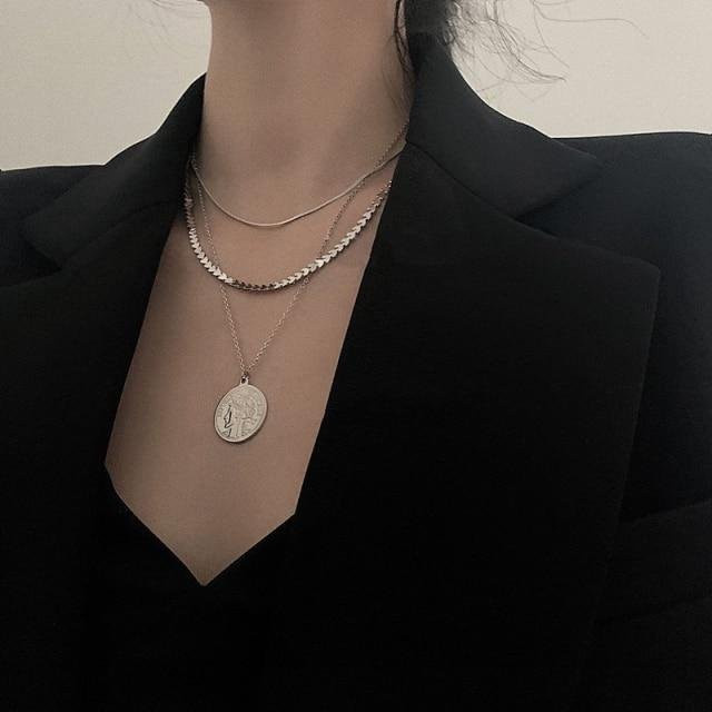 Halskette mit Kopf Anhänger, Silber, Damen - Bild 1